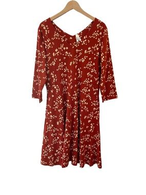 Pact Fit & Flare Party Dress XL tandoori Organic Cotton floral pockets NWOT